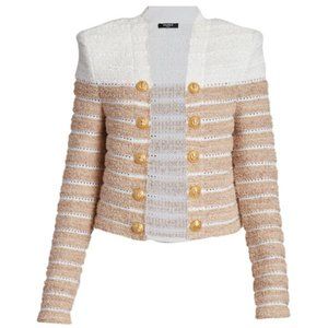 BALMAIN Striped Metallic Tweed Jacket